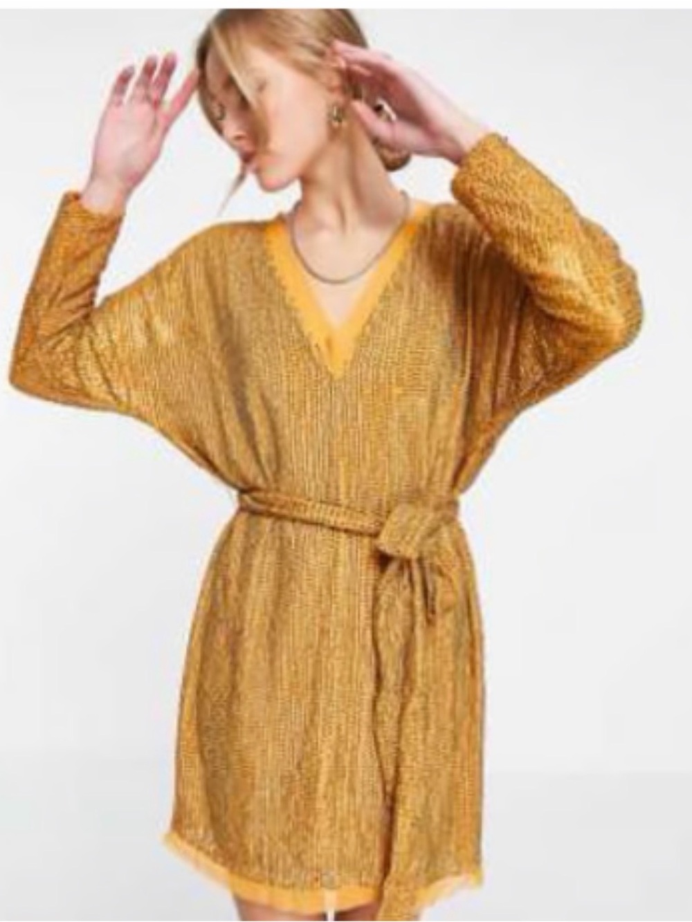 ASOS Gold Sequin V-Neck Dress